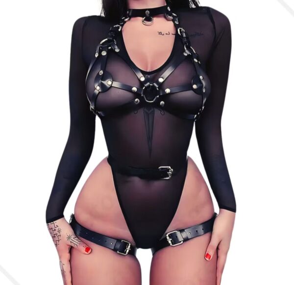 Kit Sutiã Harness Handmade Busto Cropped + Harness Slim - Arreio Feminino - Arnês - Submission