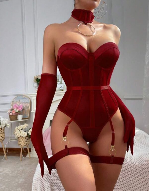 Body em tule com cinta liga - P