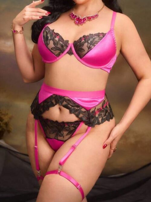 Conjunto acetinado com renda sem bojo - G1