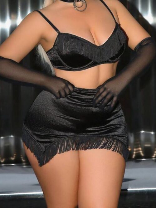 Conjunto acetinado com saia- G2