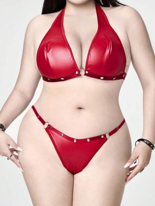 Conjunto em couro fake vermelho - G3